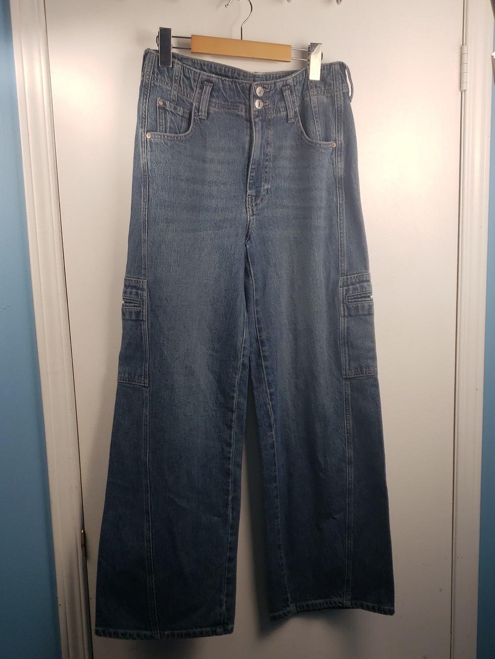 Warp + Weft Wide-Leg Cargo Jeans Size 26